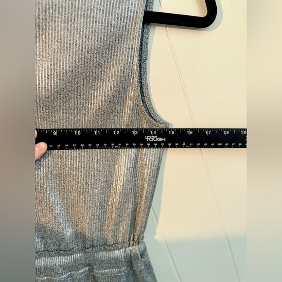 Anthropologie Dolan Metallic Silver Drawstring Ribbed Midi Dress, Size XS - Picture 10 of 10
